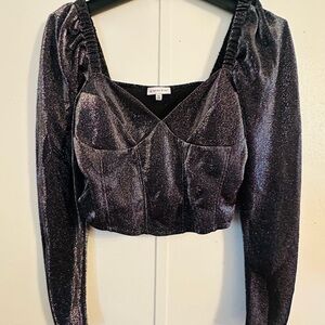 Gianni Bini Shimmering Black Crop Top